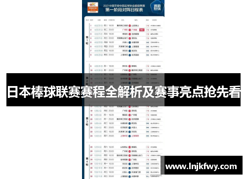 日本棒球联赛赛程全解析及赛事亮点抢先看